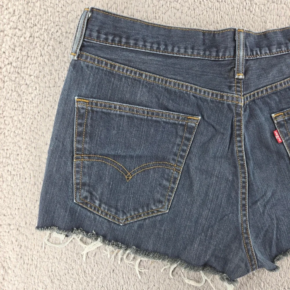 Levis 514 Shorts Men 36 Blue Dark Wash Denim Cut Off Jean Raw Hem Festival Beach
